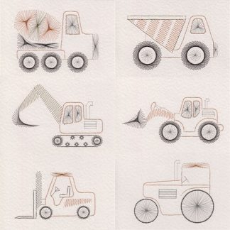 Stitching Cards Construction Vehicles Pattern Pack