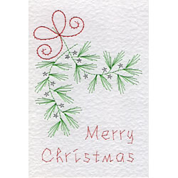 Stitching Cards Mistletoe with a bow Pattern