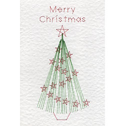 Stitching Cards Fir Tree with Stars Pattern